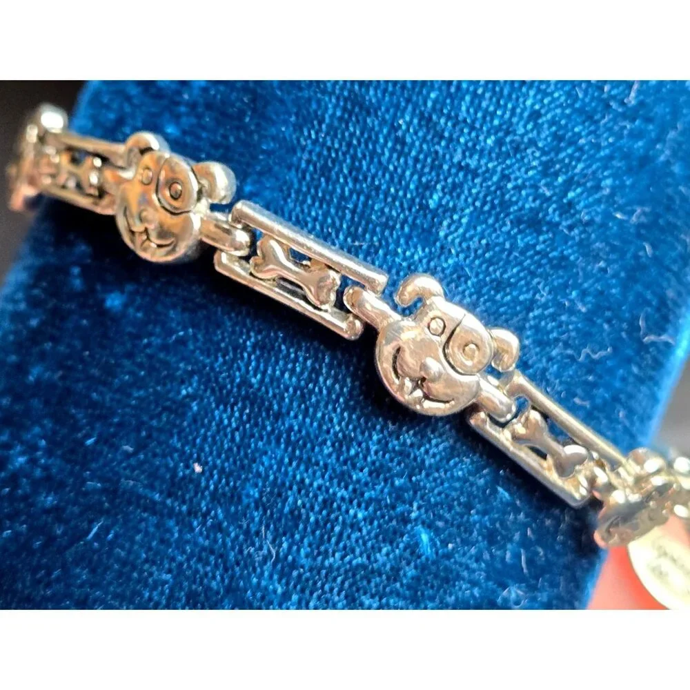 Cookie Lee Silver-Tone Dog Bone & Smiley Face Bracelet For Women